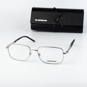 Montblanc Men Eyeglasses Silver Rectangle MB0072O 004 NEW AUTHENTIC